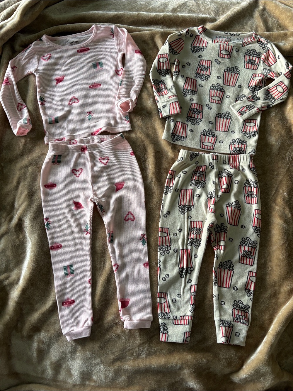 Carter's Pink and Cream Popcorn & Heart 2-Pack Pajama Sets